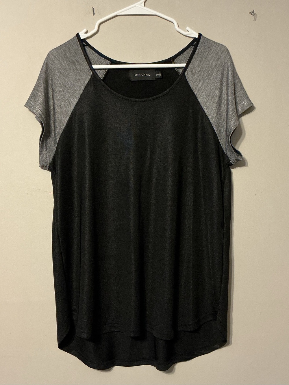 MINKPINK Black Tee with Gray Sleeves